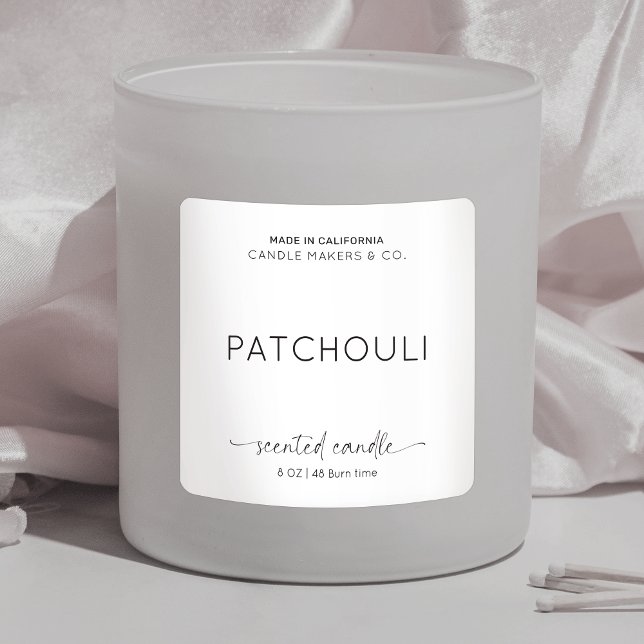 Elegant Candle Packaging Minimalist Black White Square Sticker (Creator Uploaded)