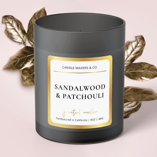 Elegant Candle Square Label Faux Gold Script Font (Creator Uploaded)