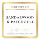 Elegant Candle Square Label Faux Gold Script Font