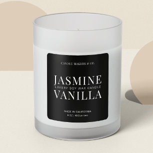 Elegant Candle Square Label Minimalist Black White