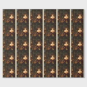 Elegant Candlelight Christmas, Peace & Joy holiday Wrapping Paper