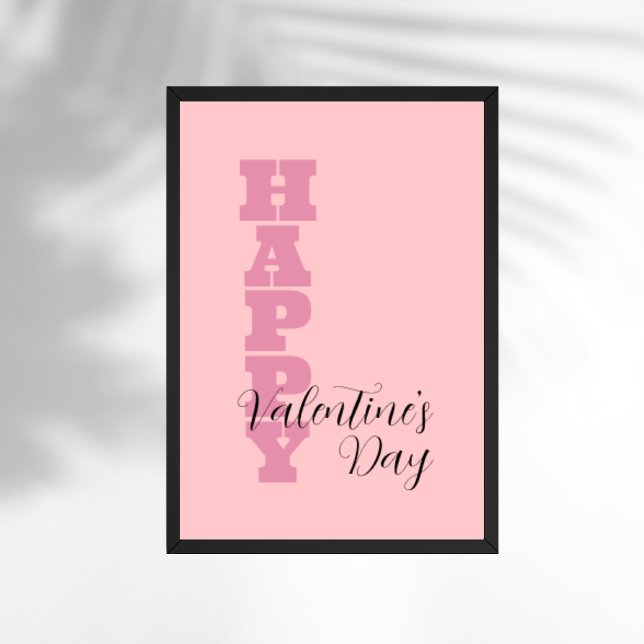 Elegant Candy Pink and Black Happy Valentines Day Poster (Creator Uploaded)