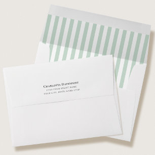 Elegant Candy Stripe Green Return Address Envelope