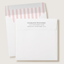 Elegant Candy Stripe Pink Square Return Address