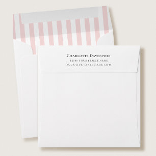 Elegant Candy Stripe Pink Square Return Address Envelope