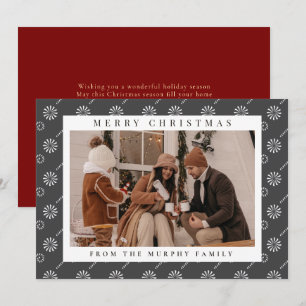 Elegant Candy Swirl Pattern Single Photo Christmas Holiday Card