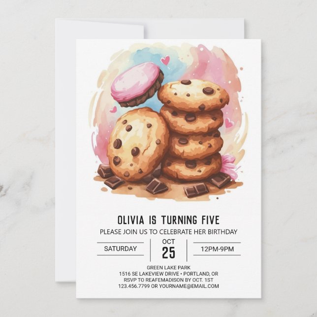 Elegant Candyland Sprinkles Cookies Birthday Invitation (Front)