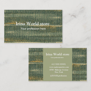 Elegant Canvas Strokes Green and gold Business Card