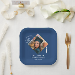 Elegant Cap Topper Custom Graduate Photo Keepsake Paper Plate