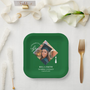 Elegant Cap Topper Custom Graduate Photo Keepsake  Paper Plate