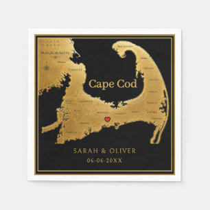 Elegant Cape Cod Map Wedding Napkin