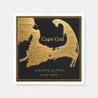 Elegant Cape Cod Map Wedding Napkin