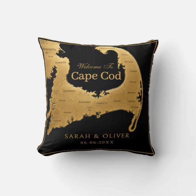 Elegant Cape Cod welcome map Cushion (Front)