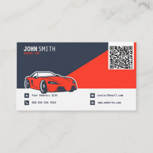 Elegant Car Rental Blue Red Business Card