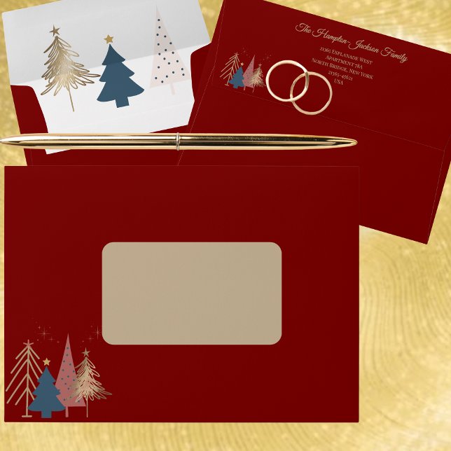 Elegant Card Matching Modern Tree Red Christmas Envelope (Creator Uploaded)