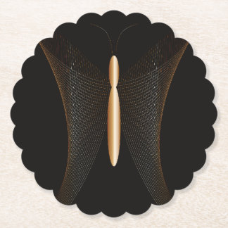 Elegant cardboard coasters with golden butterfly