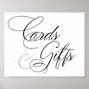Elegant Cards and Gifts Black Script Table Sign