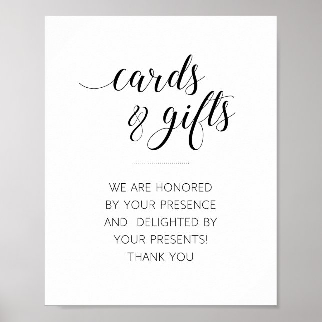 Elegant Cards and Gifts Table Wedding Sign (Front)