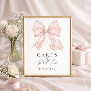 Elegant, cards y gifts bridal shower pink bow. poster
