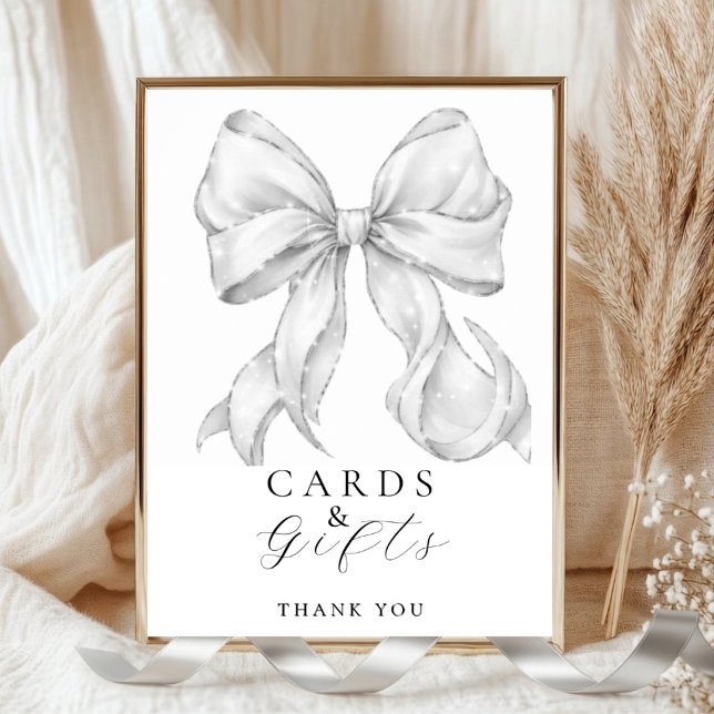 Elegant, cards y gifts bridal shower white bow. poster (Creator Uploaded)
