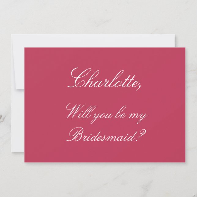 Elegant Carmine Magenta Bridesmaid Proposal Card (Front)