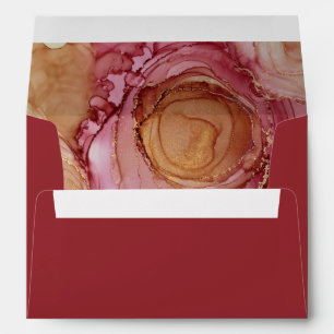 Elegant Carmine Red Floral Wedding Envelope