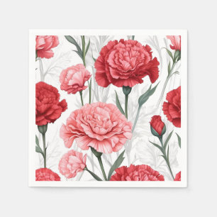 Elegant Carnation Flower Pattern Napkin