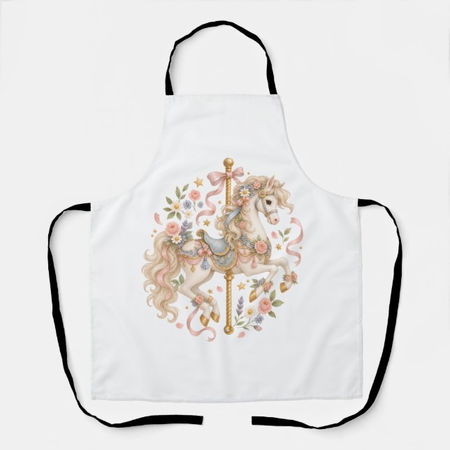 Elegant Carousel Horse French Fairytale Apron (Front)