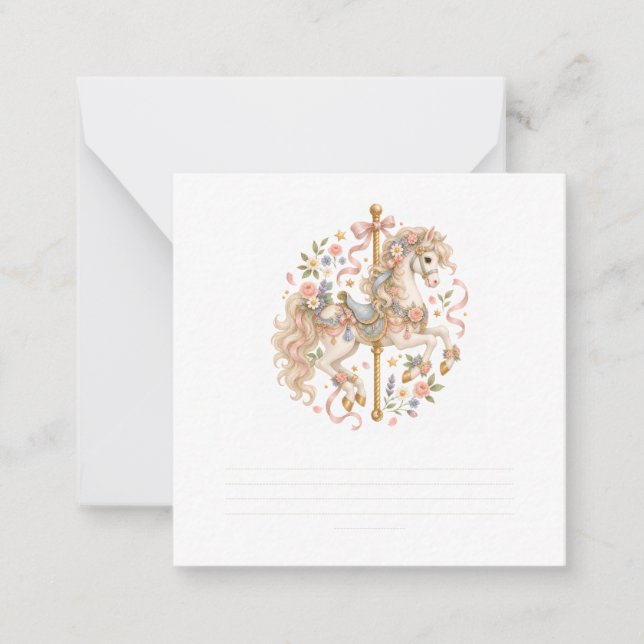 Elegant Carousel Horse French Fairytale Card (Front)