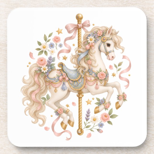Elegant Carousel Horse French Fairytale Coaster (Front)