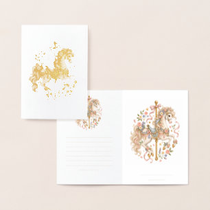 Elegant Carousel Horse French Fairytale Foil Card