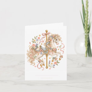 Elegant Carousel Horse French Fairytale Holiday Card