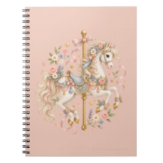 Elegant Carousel Horse French Fairytale Notebook (Front)