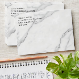Elegant Carrara Marble Minimalist Wedding Envelope