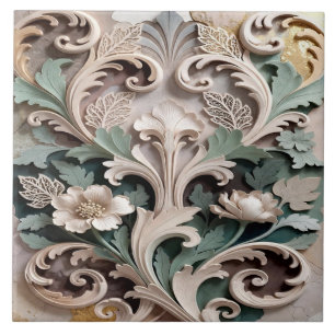 Elegant Carved Floral Baroque Design Tile