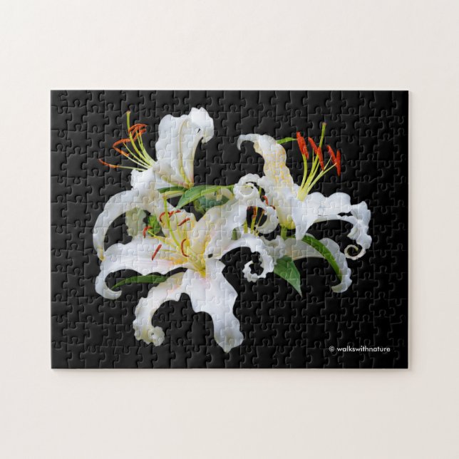 Elegant Casa Blanca White Oriental Lilies Jigsaw Puzzle (Horizontal)