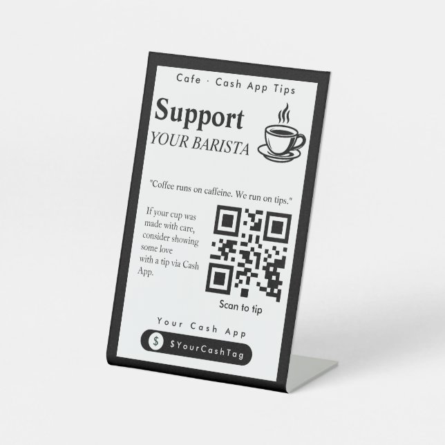  Elegant Cash App Tips QR Code Sign (Front)