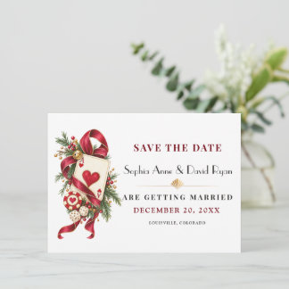 Elegant Casino Holiday Burgundy Gold Wedding Save The Date