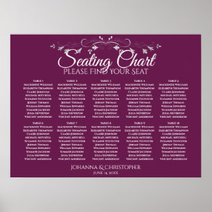 Elegant Cassis 10 Table Wedding Seating Chart