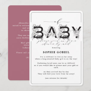 Elegant Cassis Purple Floral By Mail Baby Shower Invitation