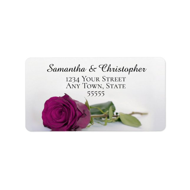 Elegant Cassis Purple Rose Wedding Address Label (Front)