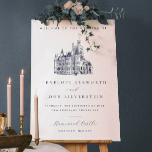 Elegant Castle Destination Welcome Wedding Acrylic Sign