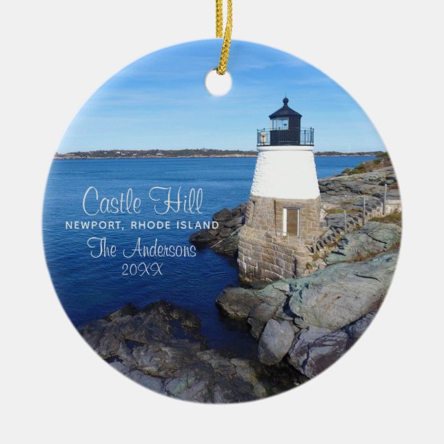 Elegant Castle Hill Lighthouse Ceramic Tree Decoration (Front)