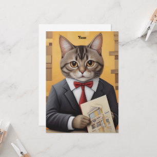 Elegant Cat Architect Art Funny Business Cat