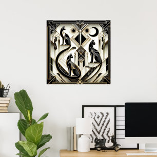Elegant cat Art Deco lovers  Poster