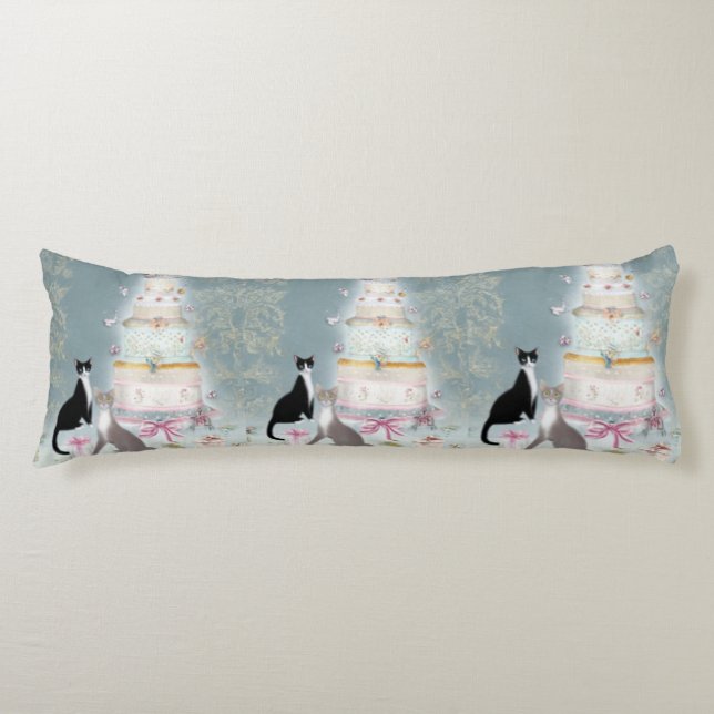 Elegant Cat Celebration Cake Body Cushion (Front)