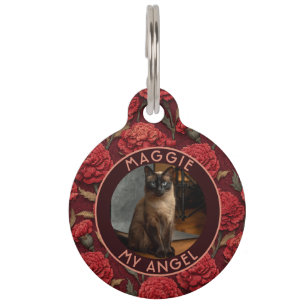 Elegant Cat Dad Gift Carnations Print Pet Tag