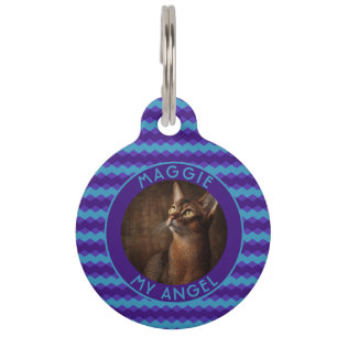 Elegant Cat Dad Gift Chevron Checkers Pet Tag