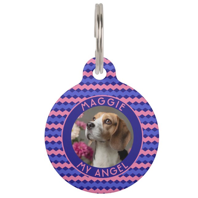 Elegant Cat Dad Gift Chevron Pattern Pet Tag (Front)