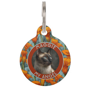 Elegant Cat Mom Gift Calla Lilies Print Pet Tag